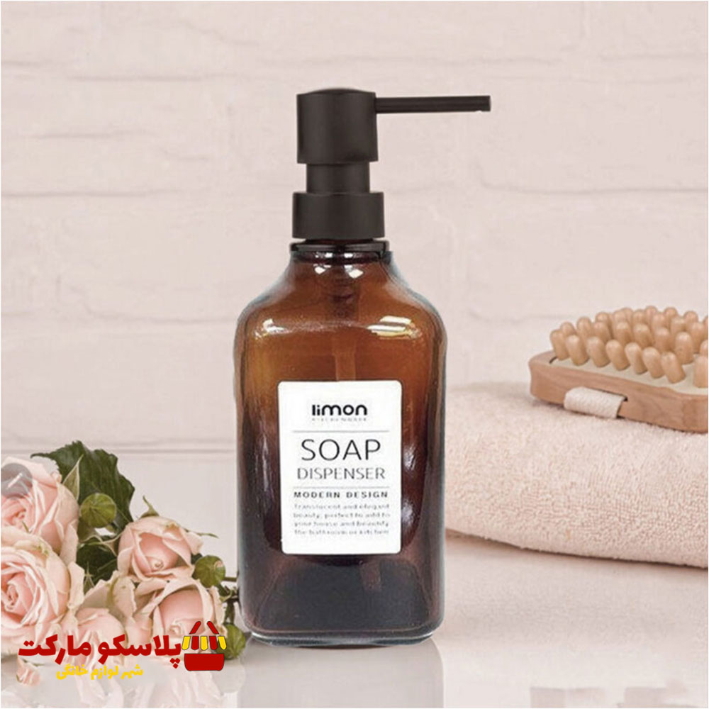 جامایع شیشه ای لیمون مدل چهارگوش 550cc قهوه ای 1585