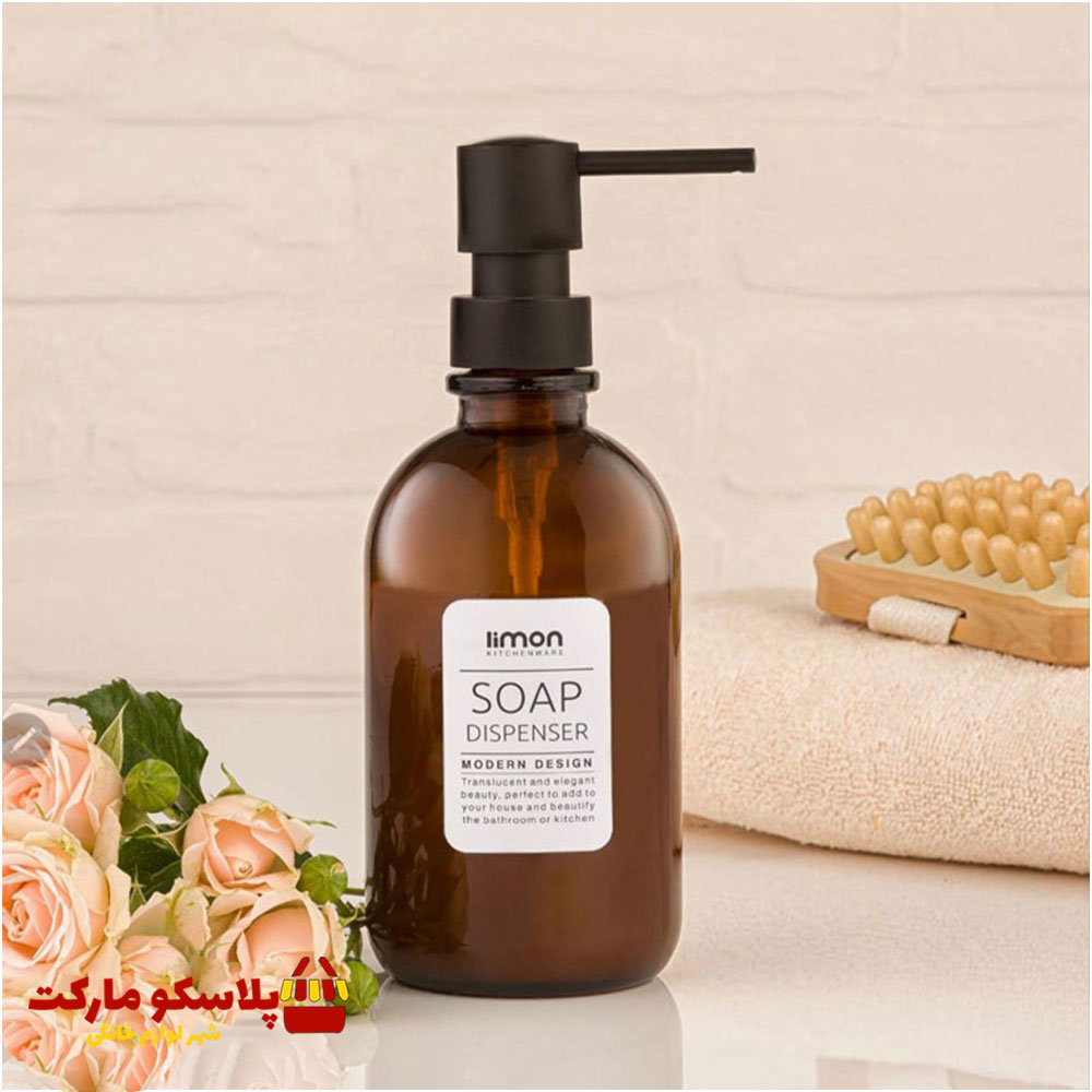 جامایع شیشه ای لیمون مدل گرد 450 cc قهوه ای کد 1586