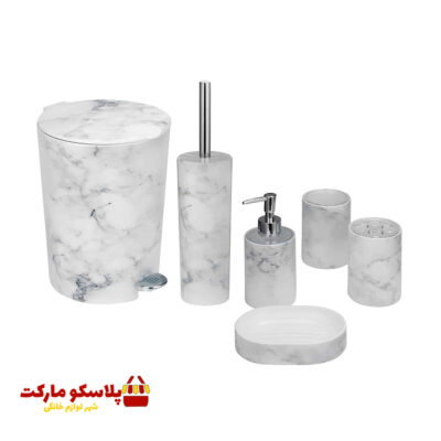 ست سرویس بهداشتی 6 پارچه لیمون مدل marblewh کد 1018